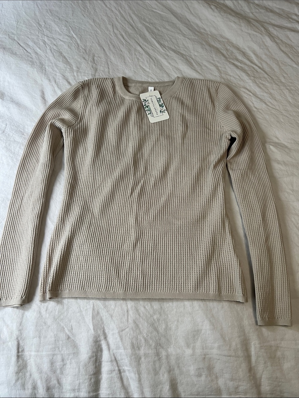 Beige Ribbed Lightweight Sweater